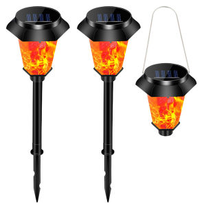LED Solar Flame Lights Landscape Lawn Lamp Flickering Flame Hanging Lights Path Garden Light Outdoor Torch Camping Tent Lantern