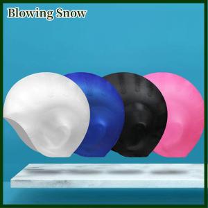Blowing Adults High Elastic Swimming Caps Men Women Waterproof Swimming Pool Cap Protect Ears Long Hair Large Silicone Diving Hat