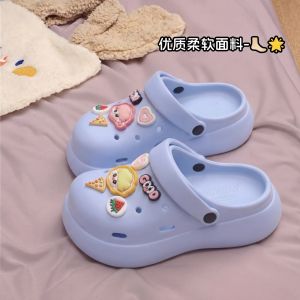 [Free Shipping] Cartoon-Themed Fashionable Versatile Thick-Soled Non-Slip And Breathable Clogs For Women – A New Summer Casual Style That Can Be Worn In Two Different Ways With A Closed-Toe Design