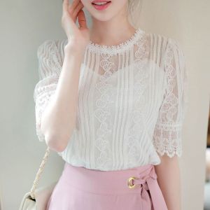 เสื้อผ้าฤดูร้อนสไตล์ใหม่เสื้อผ้าลูกไม้ผู้หญิงแขนสั้นตัดอากาศต่างประเทศ