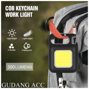 Lampu Emergency Mini COB LED Keychan Light Gantungan Kunci Tas Senter Camping