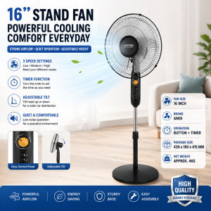 16" stand fan powerful quiet electric standing fan 3speed 120min timer adjustable tilt home floor fan for living bedroom