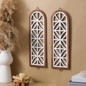 Wesiti 2 Pcs Rustic Cathedral Window Frame Wall Decor 15.75 x 5.12 Inch Farmhouse Window Frame Decor Wooden Arch Cathedral Window Frames Vintage Country Decorations for Home Living Room Bedroom