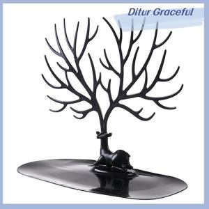 Ditur Jewelry Display Stand Tray Tree Storage Racks Earrings Necklaces Rings Jewelry Boxes Case Desktop Organizer Holder Make Up Decor