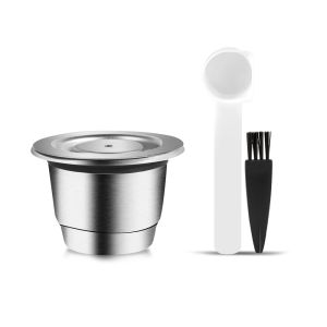 【i Cafilas】[NESC01] Reusable Coffee Capsule Coffee Pods Filter Refillable Stainless Steel Coffee Filters With Tamper Espresso Coffee Crema Maker for Nespresso Machine Inissia C40D40F111 Lattissima OnePro F456Touch