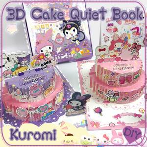 3D เค้ก Quiet Book พับ Sanrio Kawaii Kuromi Melody หญิง No-Cut DIY Handmade ของเล่น Busy Book วันเกิดคริสต์มาสของขวัญ