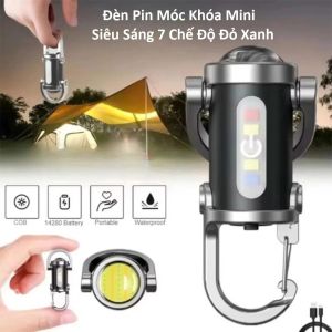 Đèn Pin Móc Khóa Mini Siêu Sáng 7 Chế Độ tiện lợi cho cắm trại dã ngoại