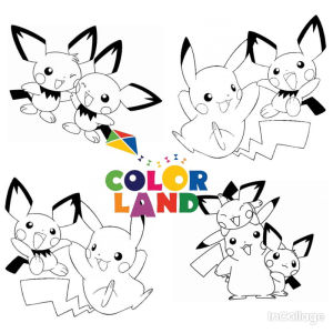 Pichu Pokemon - Set 10 Tờ Tranh Tô Màu Kích Thước A5 A4 Dành Cho Màu Sáp Màu Chì - TRANH TÔ MÀU COLOR LAND