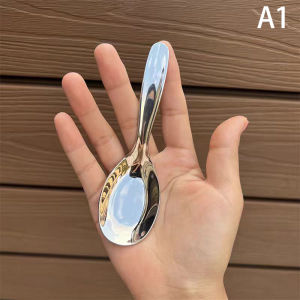 baoda Christmas Gift Stainless Steel Round Spoon Net Red Golden Dinner Long Handle Stirring Dessert Spoons For Kitchen Accessories Gadgets
