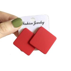 Fashion Geometric Shaped Studs Earrings Candy Color Ear Rings for Women Girls Elegant Party Wear Ear Accessories