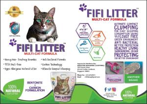 FifiLitter WHITE Fifi Cat Litter (3 BAGS) - UNSCENTED BENTONITE PLUS ACTIVATED CARBON 10L/7KG