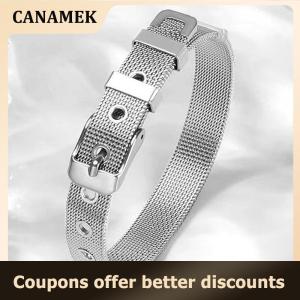 【 CANAMEK 】 Stainless Steel Mesh Watch Strap Bracelet Buckle Stacking Bangle Gift For Her Best Friend Gift