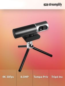 Streamplify CAM 1080p FHD 60fps 2 Megapixel & CAM PRO 4K 30fps 8.5 Megapixel Webcam with adjustable Tripod
