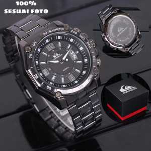 BISA COD Jam Tangan Fashion Pria Quiksilver Strap Rantai Stainless Steel Fitur Tanggal - Free Box - Jam Tangan Pria Terbaru