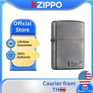 Zippo Logo Emblem Design Brushed Windproof Pocket Lighter | Zippo M-49791-402( Lighter without Fuel Inside)แปรง(ไฟแช็กไม่มีเชื้อเพลิงภายใน)