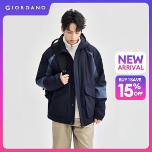 Giordano Men Big pockets contrast hooded padded jacket Free Shipping 01076719