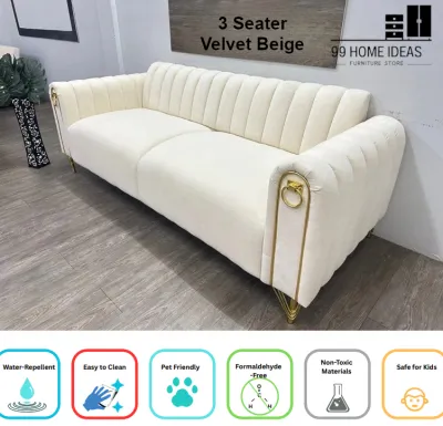 99 HOME IDEAS 1+2+3 SEATER MODERN STYLE SOFA (PREMIUM VELVET)/(3+2)SOFA SET