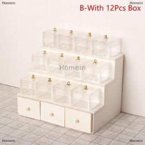 [COD] Homein 1:12 Dollhouse Miniature Display Rack Candy Box Drawer Cabinet W Clear Box Furniture Model Decor Toy Doll House Accessories