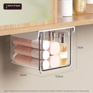 Transparent hanging storage for bathroom mirror cabinet pull-out organizer wall-mounted for vanity skincare products cotton swabs and dustproof storage