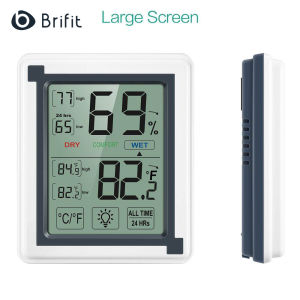 Brifit LCD Digital Thermometer Hygrometer Temperature Humidity Monitor Indoor Room Thermometer with Humidity Monitor Touch Screen，suitable for Homes and Offices