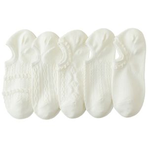 Men Cotton Boat Socks Thin Solid Color Low-top Socks Black White Shallow Mouth Invisible Non-slip Slipper Socks