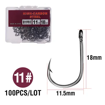 100PCS/SET Carbon Steel Fish Bait Fishing Hooks Durable Head Fishing tackle