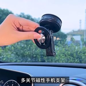 Car Magnetic Phone Holder with Flexible Base 360° Rotation Retractable Phone Mount Car Dashboard Navigation Holder