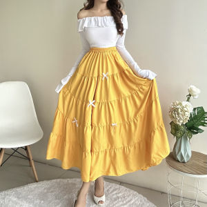 BRIEE FASHION - PEONY SKIRT RIBBON / RUBY ROK COQUETTE / COQUETTE MAXI SKIRT -PN
