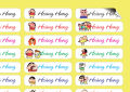 1 tờ sticker 96 cái in tên dán bút cho bé với nhiều hình ngộ nghĩnh đáng yêu. 