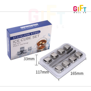 【SG Ready Stock】Reusable Ice Cube Stainless Steel 304 Set Kit Tongs & Plastic Tray Beer Wine Whiskey Cooling Freezers