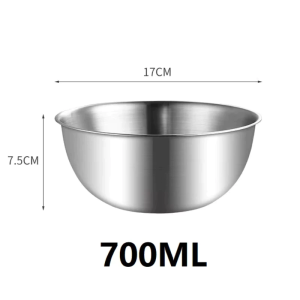 ชามผสมสแตนเลส รุ่นอัพเกรดความหนาเป็นสองเท่า ชามผสมสเตนเลส 17-25ซม มีปริมาตรวัด สแตนเลส 304 อุปกรณ์เบเกอรี่