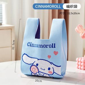 SHUNAICHI Kawaii Sanrio HelloKitty My Melody Genuine Elody Tote Bag Knitted Commuter Bag Small Lightweight Daily Use Large Capacity Anime