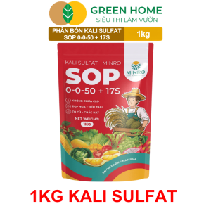Phân Bón Kali Sulfat Minro GreenHome 1kg 0-0-50+17S - Không Clo Siêu Ngọt Trái Lớn Củ Chắc Hạt