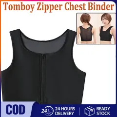 Tank Top Tomboy Breast Shaper Vest Breathable Clothes Lady Binder Elastic  Underwear Strengthen Bandage Reinforced Corset Clothes Female Black L