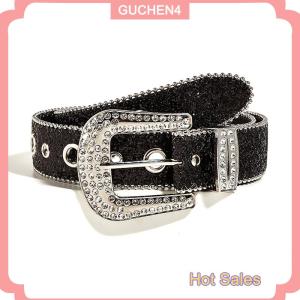 GUCHEN4🎀 Sáng bóng Rhinestone rộng vành đai phụ nữ ăn mặc vành đai dành cho người lớn Rhinestone vành đai ăn mặc tinh thể kim cương vành đai