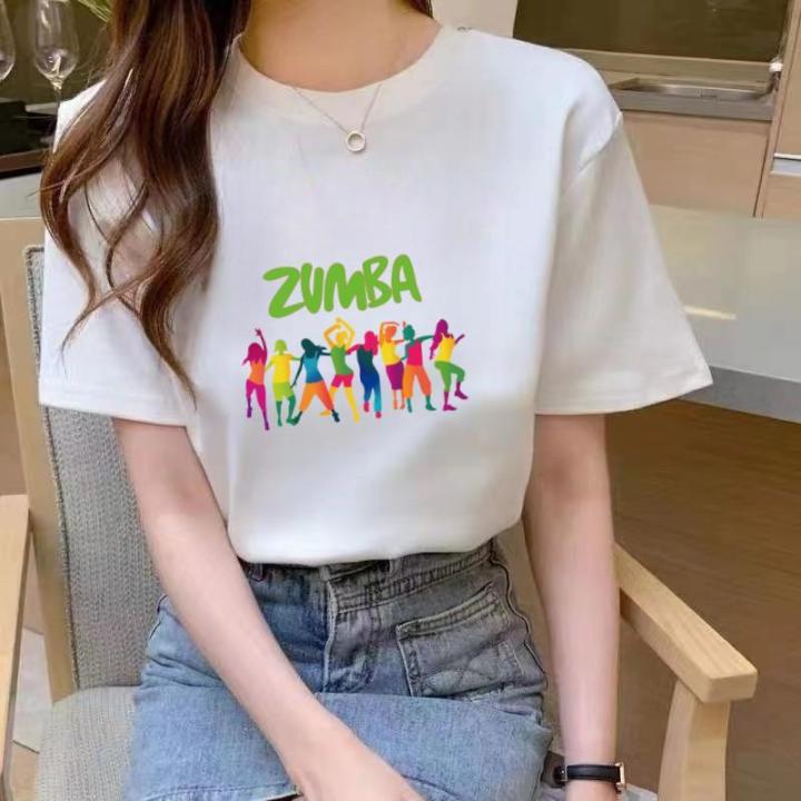 Womens tshirt Zumba Dance Print korean fashion Summer short sleeve