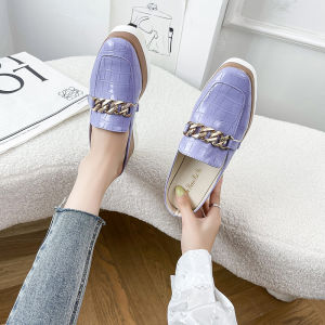 รองเท้าส้นตึกสําหรับผู้หญิงที่สง่างามรองเท้ามีสายโซ่แฟชั่นสําหรับผู้หญิงขนาด35-42