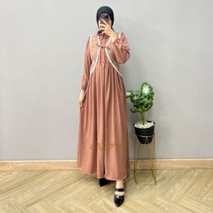 Maxi Narenza Rompi Brukat – Gamis Muslim Elegan Matt Torino - Outfit Lebaran Stylish - Demore