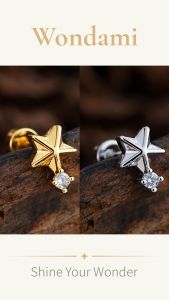 Khuyên sụn chốt dẹp ngủ không cấn an toàn cho tai nhạy cảm Bông tai titan nụ đá sáng bóng 004