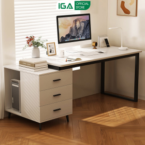 Bàn làm việc kèm tủ hồ sơ đa năng gỗ MDF phủ melamine chống xước - GM196