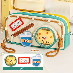 Aoduoyaya Pencil Case 6Layer Large Capacity Pencil Box Student Stationery Storage Bag Food Velcro INS Style