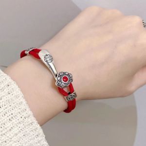 【Everything goes well】Auspicious Cloud Auspicious Bracelet Hand Braided Red Rope Bracelet Hand Rope Couple Auspicious Clouds Bracelet Simple Buckle Ethnic Original Female Accessory
