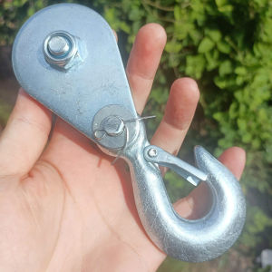 Móc cẩu 0.5 TẤN có chốt an toàn kèm Puly (ròng rọc) Dùng cho dây Ø 8mm). Thép chiu lực G8