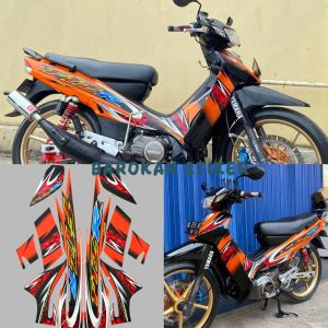 Striping Stiker Polet list motor yamaha fizr fiz r f1zr 2004 2005 orange hitam list body standar kualitas termurah Barokah Sticker