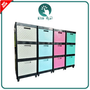 KlikAja88 lemari laci plastik pakaian 3 susun serbaguna minimalis Elco