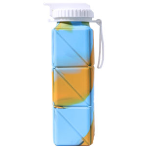620ml Collapsible Water Bottle Foldable Water Bottle BPA Free Sports Water Jug with Straw for Camping Hiking Running