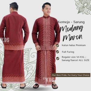 Setelan Koko + Sarung Batik Lengan Panjang Fashion Muslim Pria Terbaru Bahan Katun Premium MDGIRG
