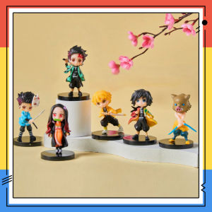 6pcs/set Anime Demon Slayer Figure Kimetsu No Yaiba Figure Q Posket Kamado Tanjirou Kamado Nezuko Agatsuma Figure Toys 7