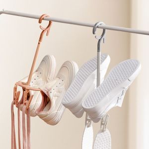 【Ready Stock&COD】DIVATEN Space Saving Shoe Drying Rack Rotatable Double Hooks Shoes Hanger Durable Multi-Functional Shoe Hanging Hook for Home Balcony Bathroom