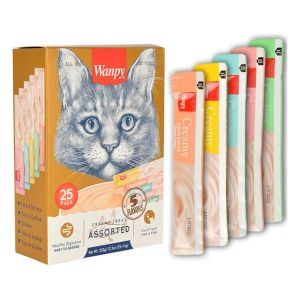 💯PG🥊 Wanpy Creamy Cat Treats 350g (25x14g) LICKABLE TREAT Snack Churu Chu ru ASSORTED Makanan Kucing Snek Food